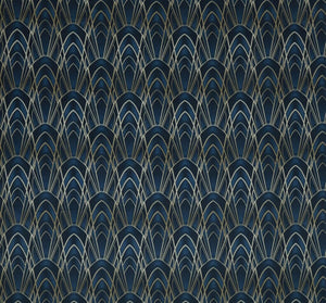A flat screen shot of the Delaunay curtain fabric in Sapphire by Ashley Wilde