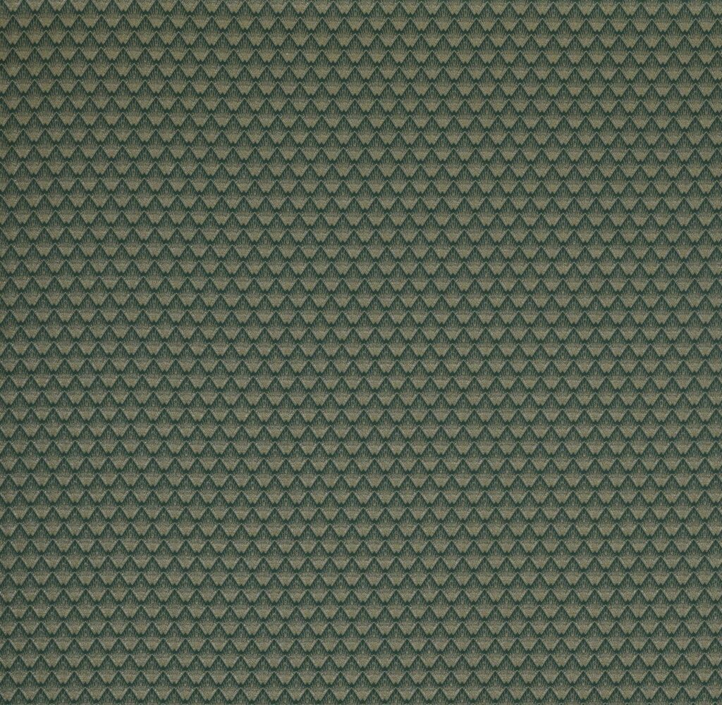 A flat screen shot of the Poiret curtain fabric in Emerald by Ashley Wilde