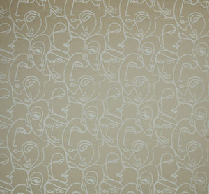 A flat screen shot of the Henri curtain fabric in Champagne by Ashley Wilde