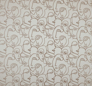 A flat screen shot of the Henri curtain fabric in Latte by Ashley Wilde