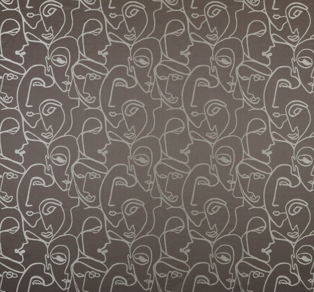 A flat screen shot of the Henri curtain fabric in Praline by Ashley Wilde