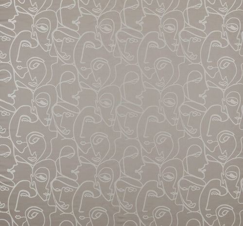 A flat screen shot of the Henri curtain fabric in Silver by Ashley Wilde