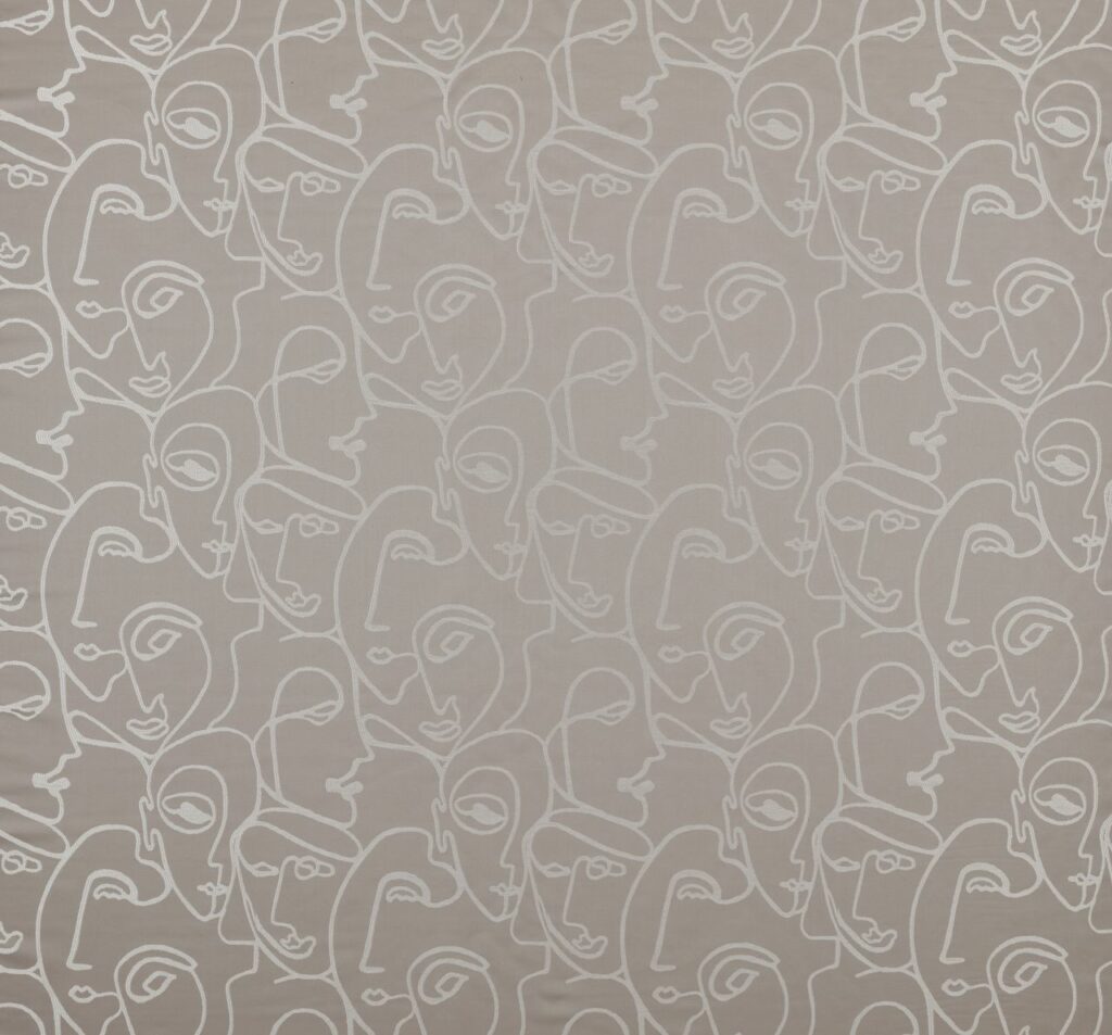 A flat screen shot of the Henri curtain fabric in Silver by Ashley Wilde