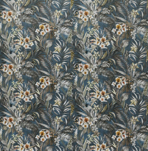A flat screen shot of the Kew curtain fabric in River by Ashley Wilde