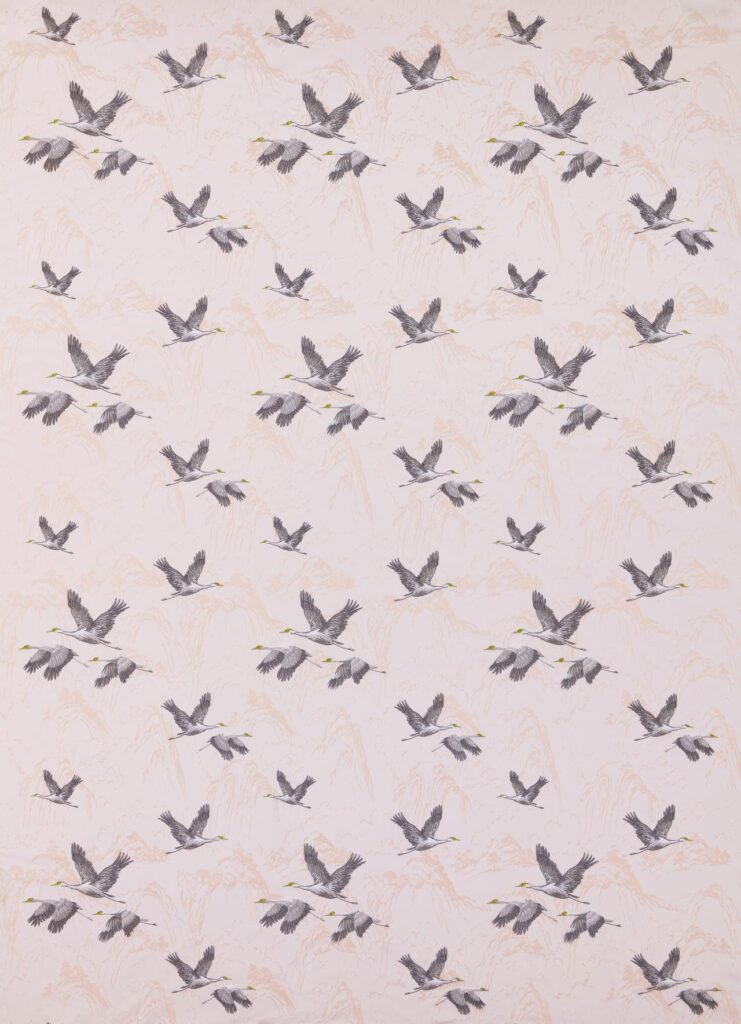 A flat screen shot of the Animalia Embroidered curtain fabric in Blush by Laura Ashley