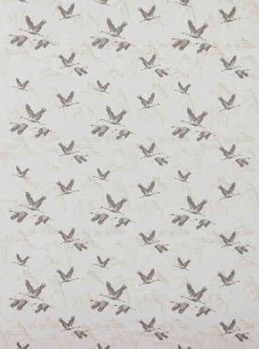 A flat screen shot of the Animalia Embroidered curtain fabric in Dove Grey by Laura Ashley