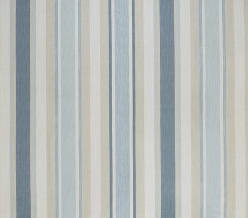 A flat screen shot of the Awning Stripe curtain fabric in Seaspray by Laura Ashley 
