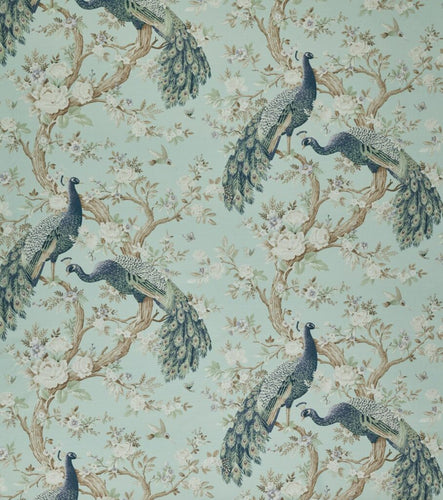 A flat screen shot of the Belvedere curtain fabric in Duck Egg by Laura Ashley