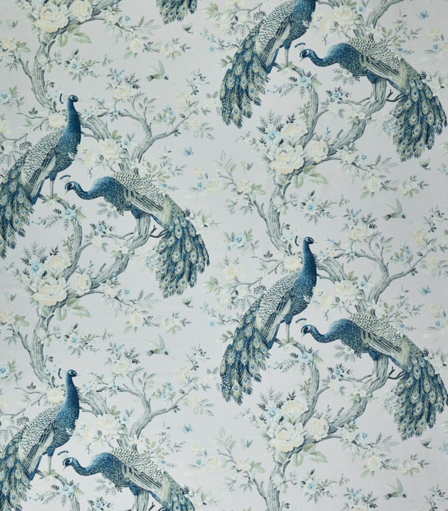 A flat screen shot of the Belvedere curtain fabric in Midnight by Laura Ashley