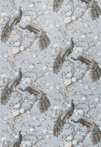 A flat screen shot of the Belvedere Velvet curtain fabric in Chalk Blue by Laura Ashley