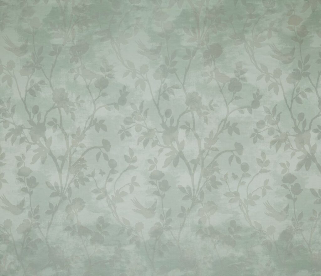 A flat screen shot of the Eglantine Woven curtain fabric in Smoke Green by Laura Ashley 