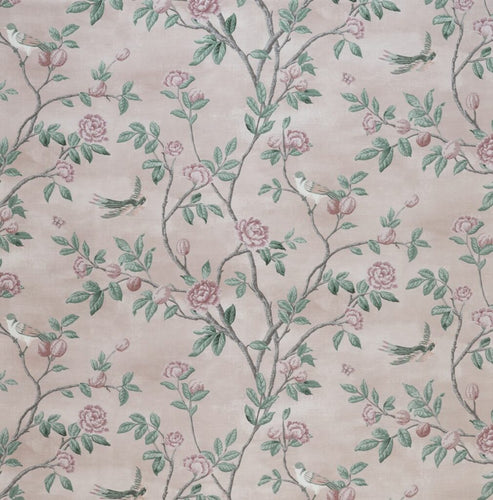 A flat screen shot of the Eglantine curtain fabric in Blush by Laura Ashley 