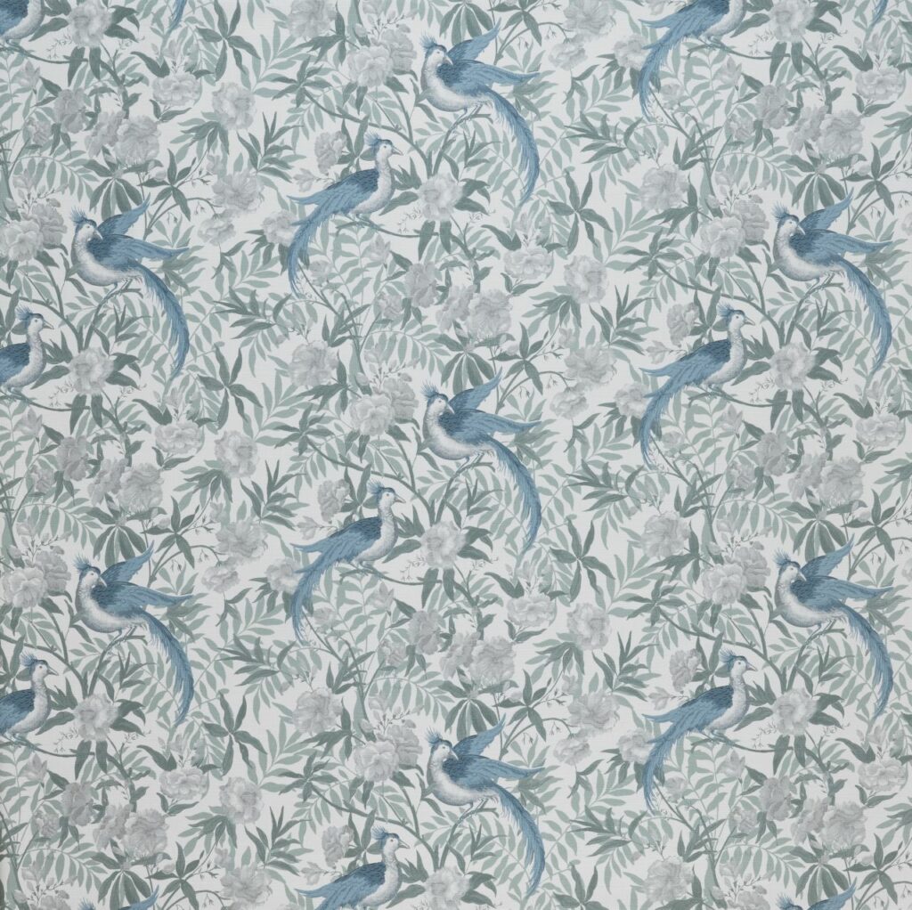 Laura Ashley Furnishing Cotton - Osterley Birds - Seaspray