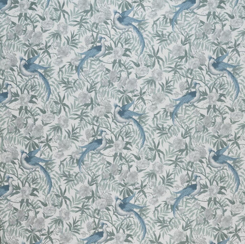 A flat screen shot of the Osterley Birds curtain fabric in Seaspray by Laura Ashley 