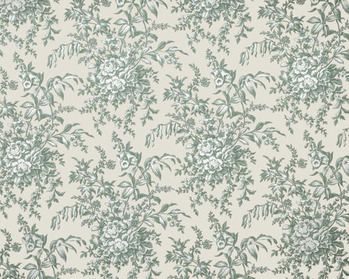 A flat screen shot of the Picardie curtain fabric in Sage by Laura Ashley 