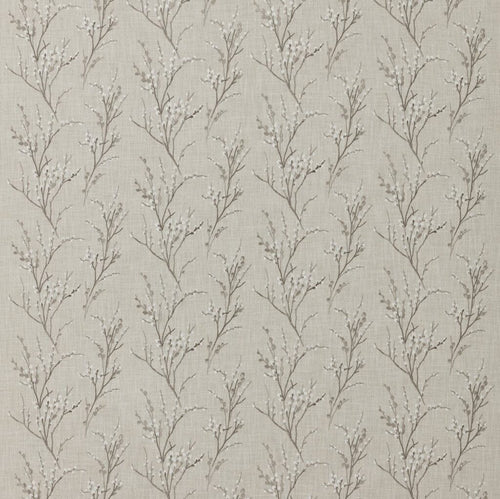 A flat screen shot of the Pussy Willow Embroidered curtain fabric in Steel by Laura Ashley