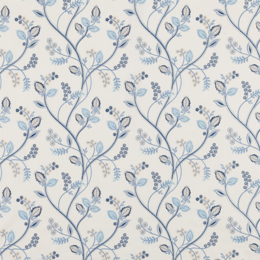 A flat screen shot of the Samlesbury curtain fabric in Cornflower by Beaumont Textiles 