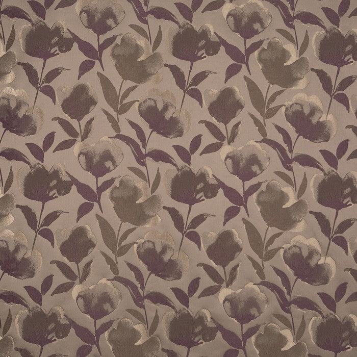 A flat screen shot of the Lotus curtain fabric in Plum by Prestigious Textiles 