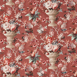 A flat screen shot of the Clarence curtain fabric in Cherry by Prestigious Textiles 
