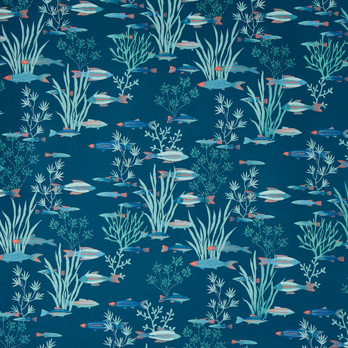 A flat screen shot of the Shallows curtain fabric in Ocean by Prestigious Textiles 