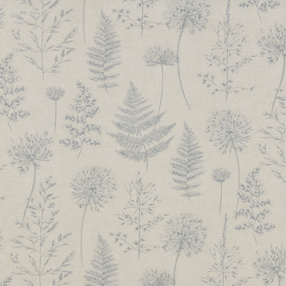 A flat screen shot of the Chervil curtain fabric in Blue Mist by iLiv 