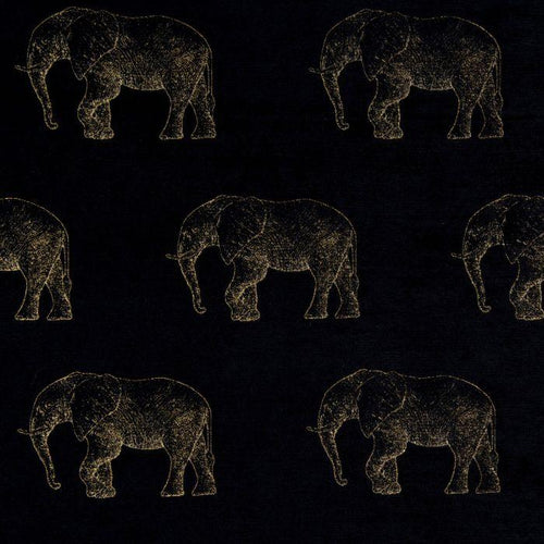 Elephant curtain fabric in Noir by Porter & Stone