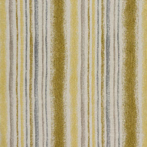 Garda Stripe curtain fabric in Ochre by Fryetts 
