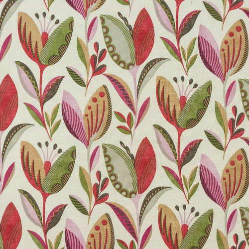 A flat screen shot of the Leon curtain fabric in Pomegranate by Fryetts