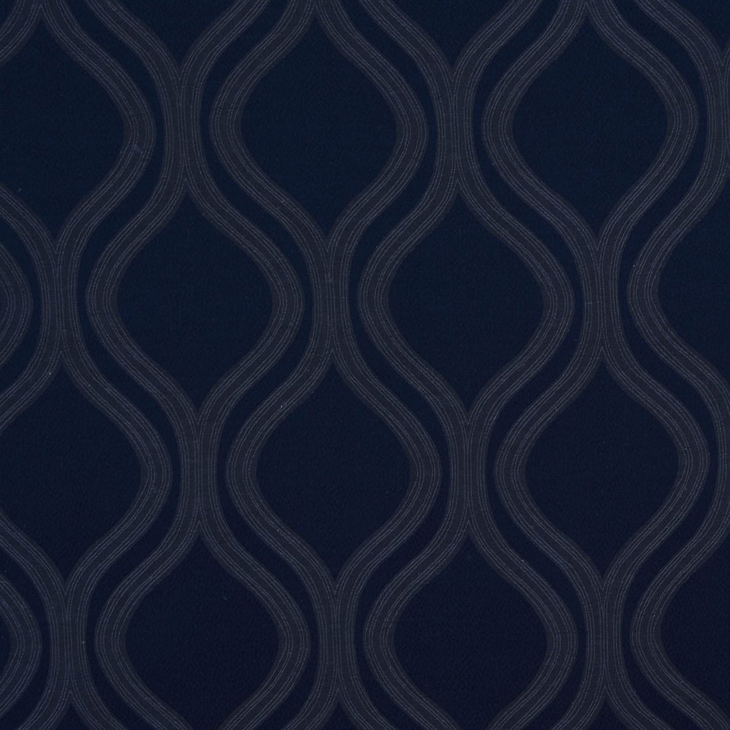 A flat screen shot of the Paphos curtain fabric in Navy by Fryetts