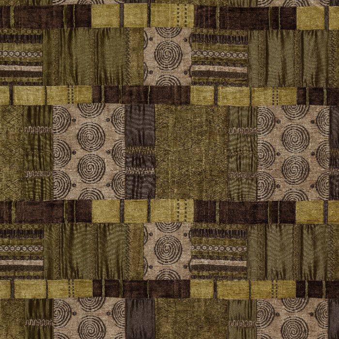 A flat screen shot of the Prague curtain fabric in Olive by Porter & Stone
